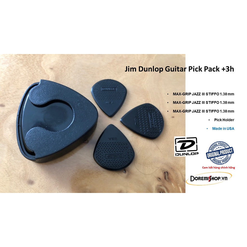 Bộ phím gảy guitar kèm hộp đựng phím Jim Dunlop Guitar Pick Pack +3