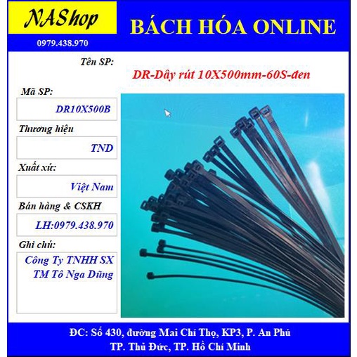 NaShop - Dây rút đen trắng 20cm,25cm,30cm,40cm,50cm tốt