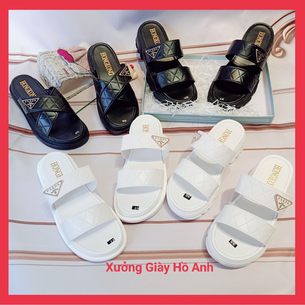 Dép Nữ Quai Dập Đế PU Bánh Mì Siêu Nhẹ Cao 5P Hót Hít Cực Sang Chảnh