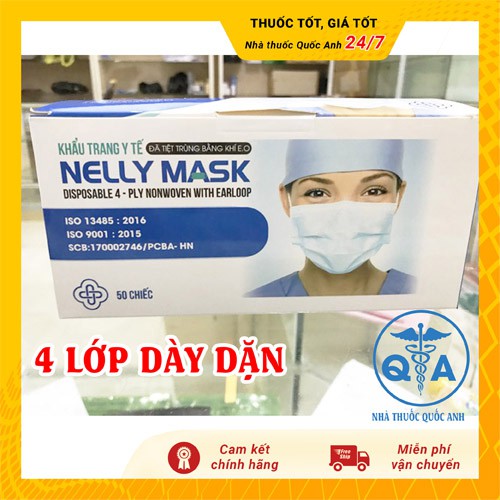 [CÓ BÁN LẺ] Khẩu trang y tế Nelly Mask giá rẻ hàng công ty chính hãng 4 LỚP DÀY DẶN