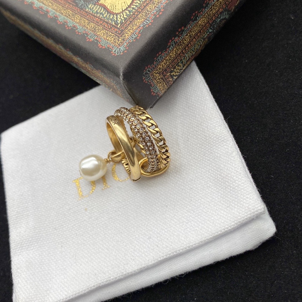 Nhẫn Ba Lớp Họa Tiết Chữ Dior Thời Trang Thanh Lịch Tinh Tế