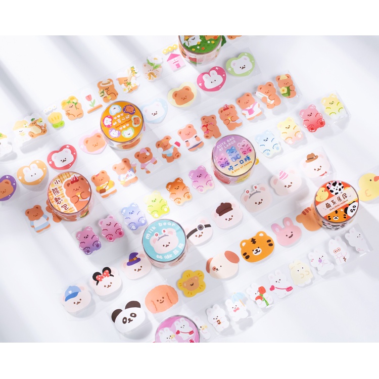 Set Sticker 100 Miếng Dạng Cuộn Băng Keo Washi