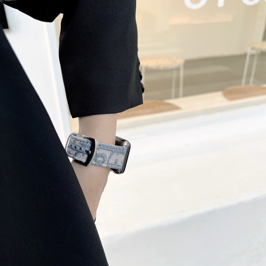 Dây Đeo Da Thời Trang Thêu Họa Tiết Cho Đồng Hồ Thông Minh iwatch serise 7 6 SE 5 4 3 2 1 iwatch 41mm 45mm 40mm 44mm 42mm 38mm