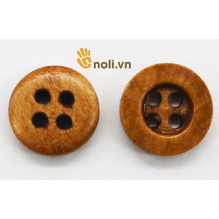 Cúc gỗ nâu vintage 4 lỗ - 12mm (gói 10 cái)