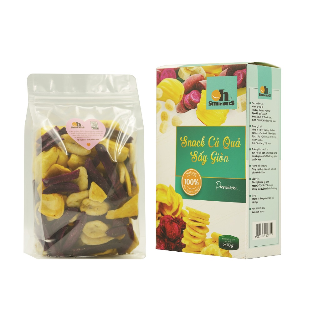 Snack Củ Quả Sấy Giòn Smilenuts Hộp 300g