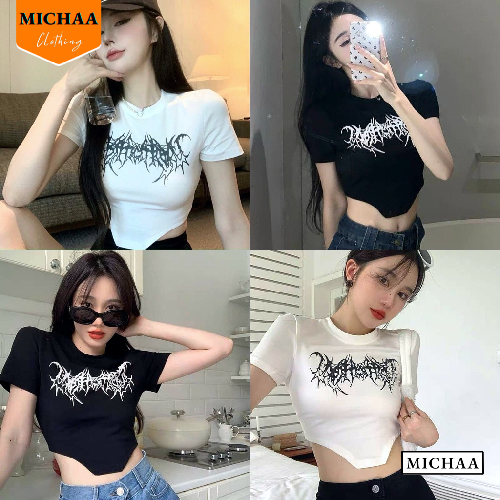 Áo Croptop Nữ SPIDER Tay Ngắn Ôm Body, Áo Thun Croptop Kiểu Sexy Chất Thun Borip - MICHAA CR66
