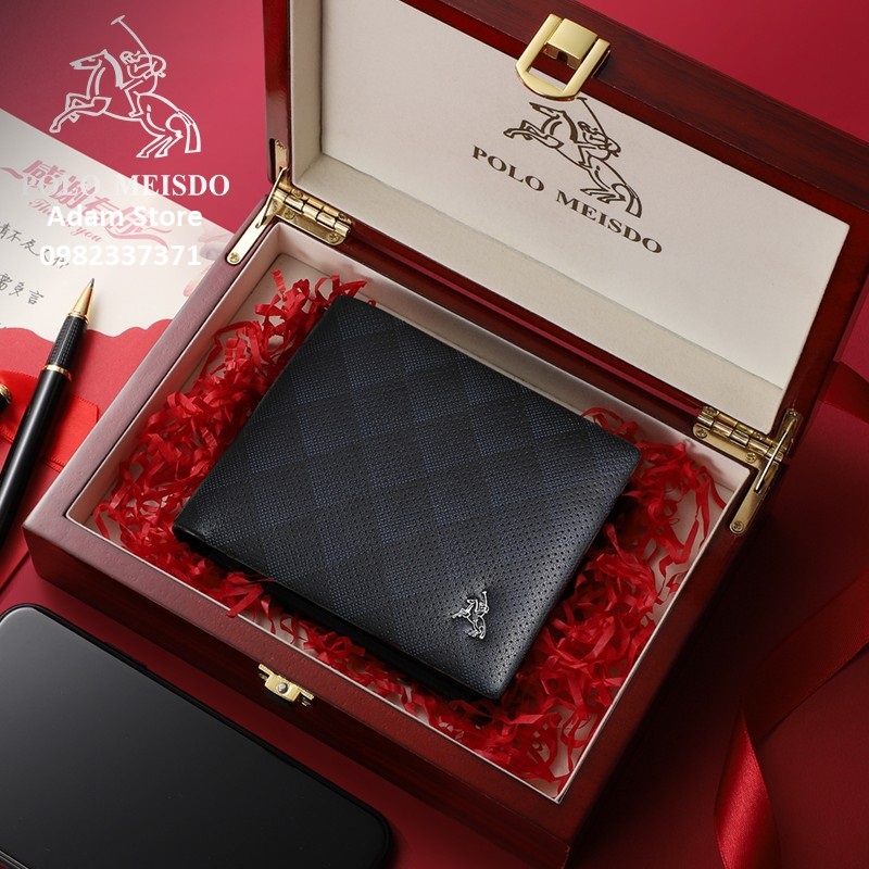 Ví Da Bò Nam Cao Cấp Hàng Hiệu POLO MEISDO (Da Thật 100%) Full Hộp Phù Hợp Làm Quà Biếu Tặng Sinh Nhật BH 12 tháng PL35