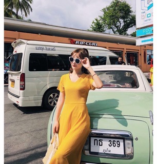 Đầm cổ V maxi