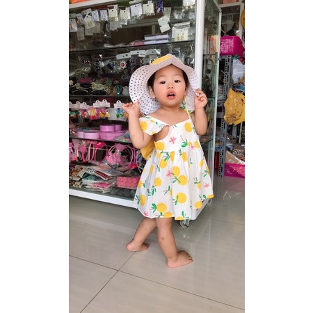 ( sét váy + mũ) Váy cho bé gái size từ 9 – 20kg, đầm bé gái dáng xòe thắt nơ dễ thương xinh xắn. Ảnh và video thật.