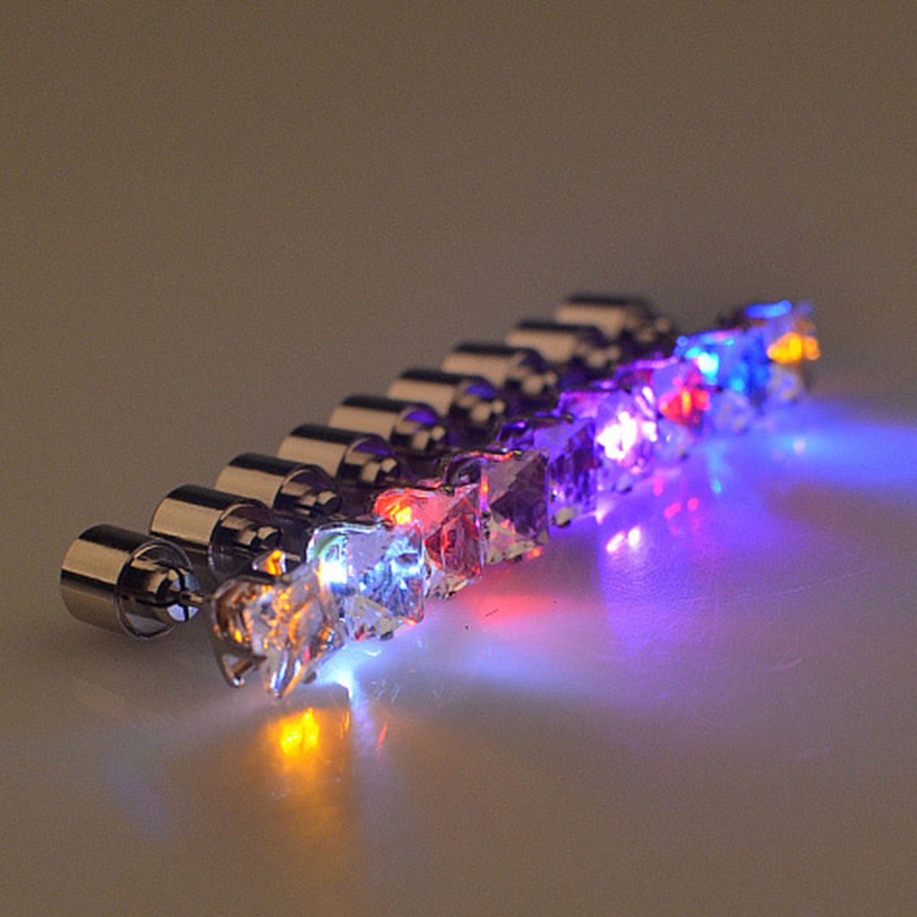 Khuyên tai đính đá zirconia vuông có đèn LED phát sáng độc đáo cho nữ