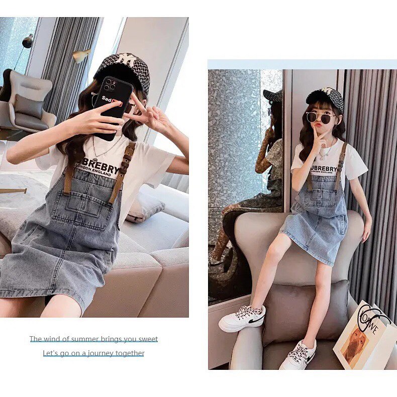 Set yếm bò váy cho bé gái size 120-170 ( 4-12 tuổi)