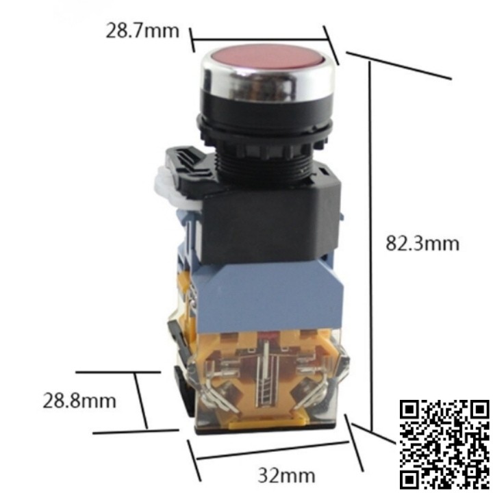 Công tắc nhấn giữ có đèn LA38-11DT phi 22mm điện áp 24VDC, 220VAC màu xanh, màu đỏ, màu vàng