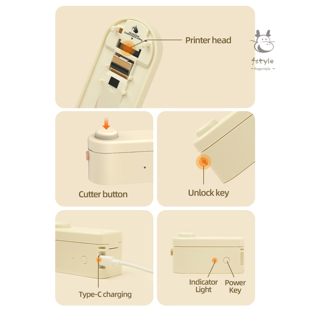 Máy In Nhãn Nhiệt Mini Bỏ Túi Kết Nối Không Dây BT Với 1 Cuộn Nhãn Dán Không Mực Tương Thích Với iOS Android