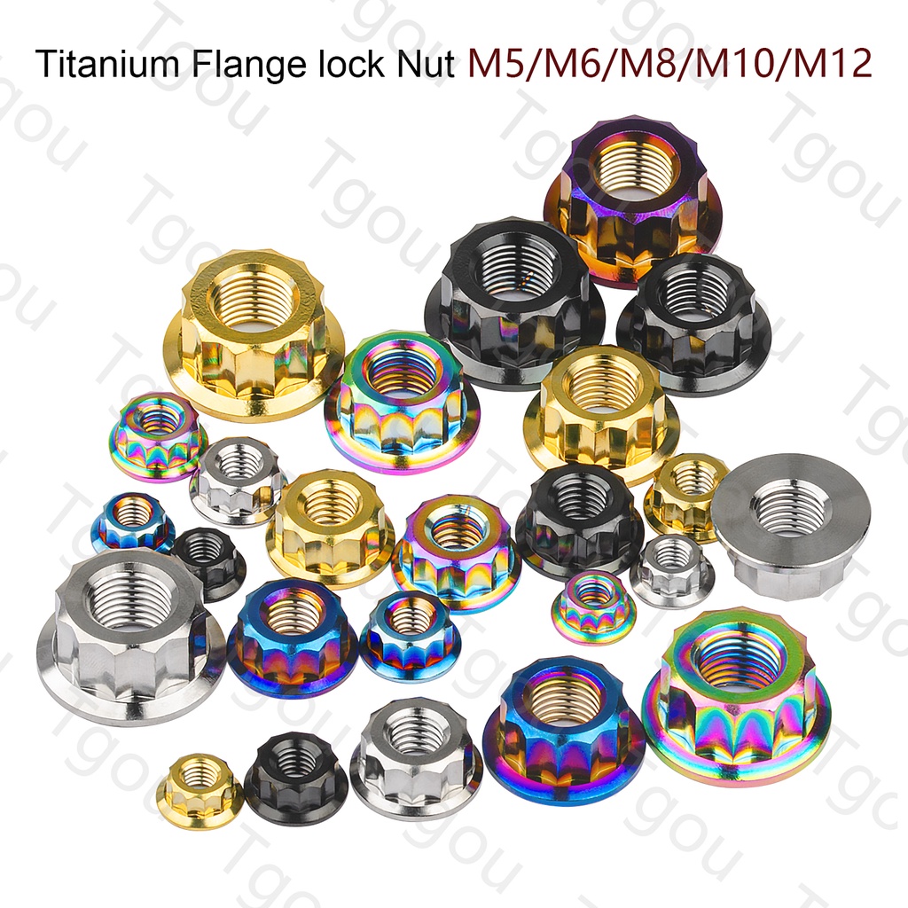 Đai Ốc Kim Loại Titan 12 Góc Chống Ngã M5 / M6 / M8 / M10 / M12 Cho Xe Mô Tô