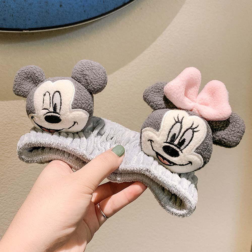 Băng Đô Cài Tóc Rửa Mặt / Rửa Mặt Bằng Vải Bông Hình Mickey Minnie Dễ Thương Cho Nữ