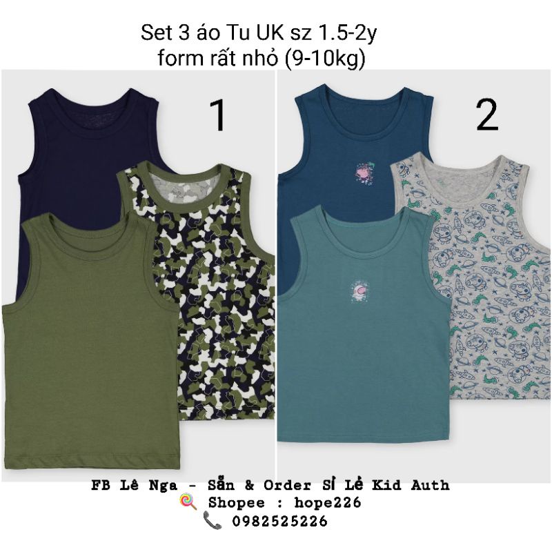 [FORM NHỎ] Set 3 áo Tu_Clothing UK sz 1.5-2y (9-10kg)