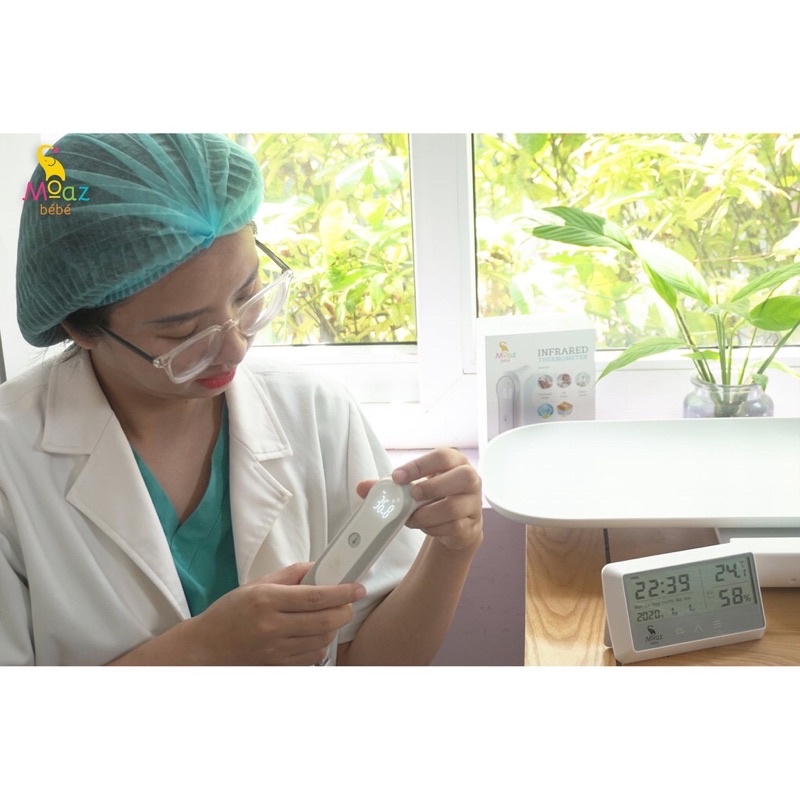 Nhiệt kế điện tử, nhiệt kế hồng ngoại, máy đo thân nhiệt, đo nhiệt độ cơ thể moaz bebe MB024