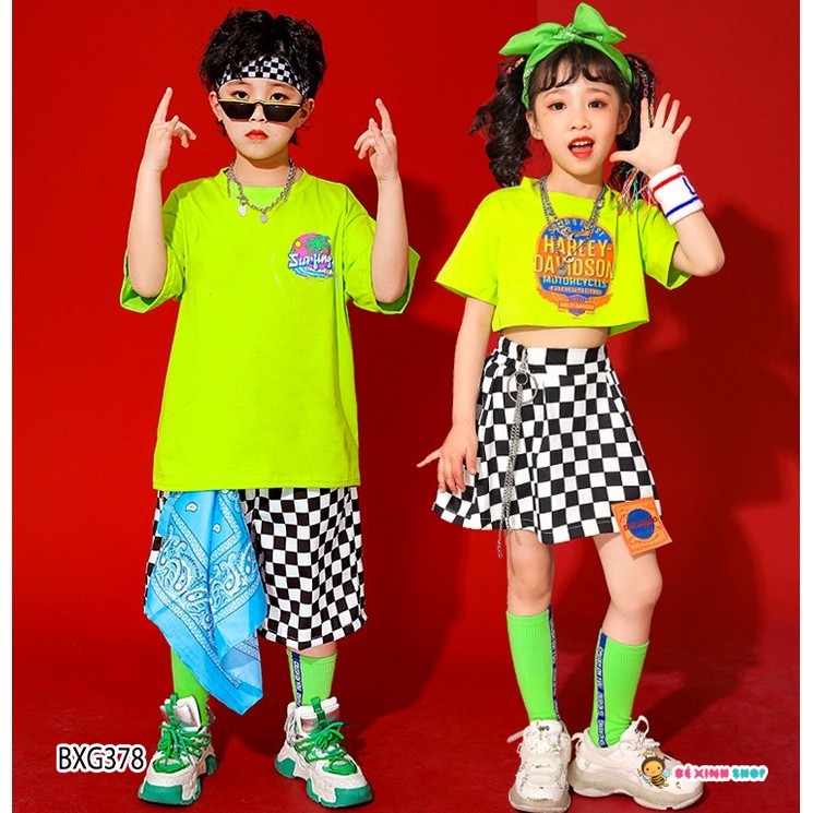 BXG375 Đồ Bộ Hiphop thể thao đồng phục đôi Cho Bé Trai & Bé Gái đi chơi, tập nhảy