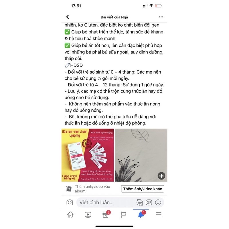 a non + men vi sinh Upspring 30 gói hàng chính hãng