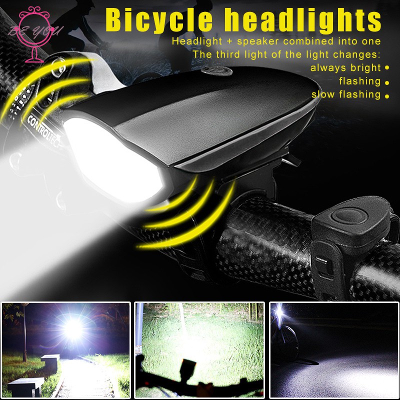Đèn pha LED tích hợp còi sạc USB chuyên dụng cho xe đạp