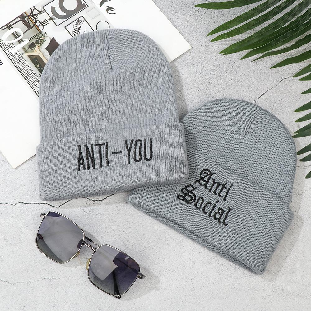 JONYE Mũ Beanie Dệt Kim Mềm Mại Thêu Chữ Chống Xã Hội