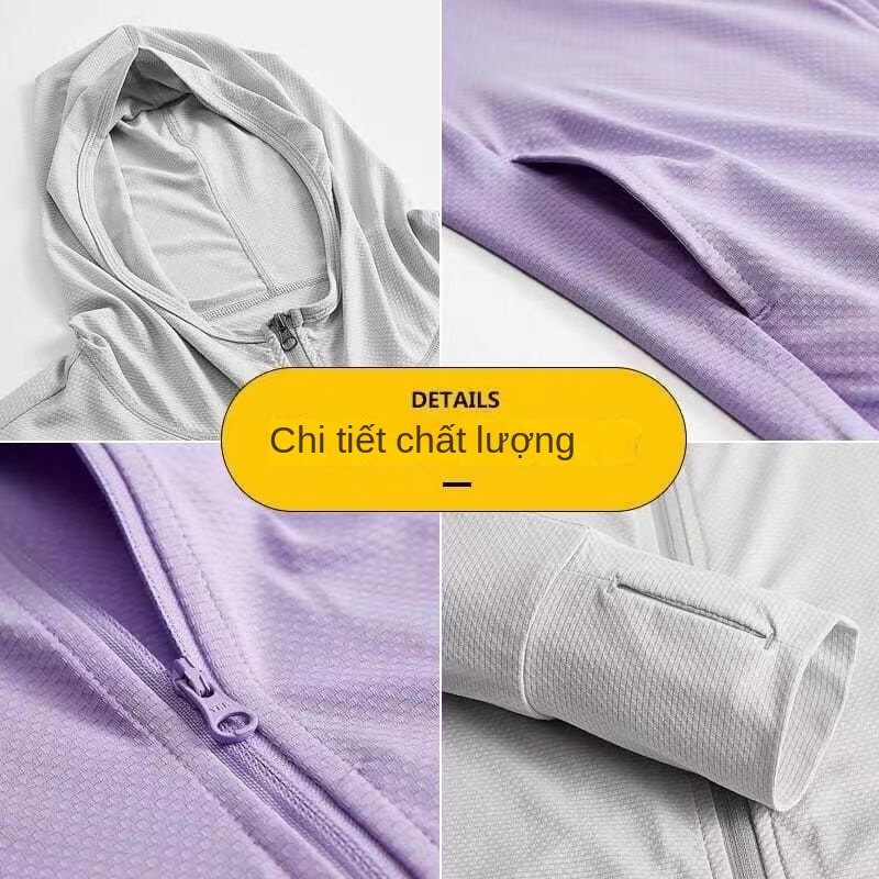Áo Khoác Chống Nắng Vải Lụa Lạnh Co Giãn Thoáng Khí Thời Trang Cho Nữ UPF50+