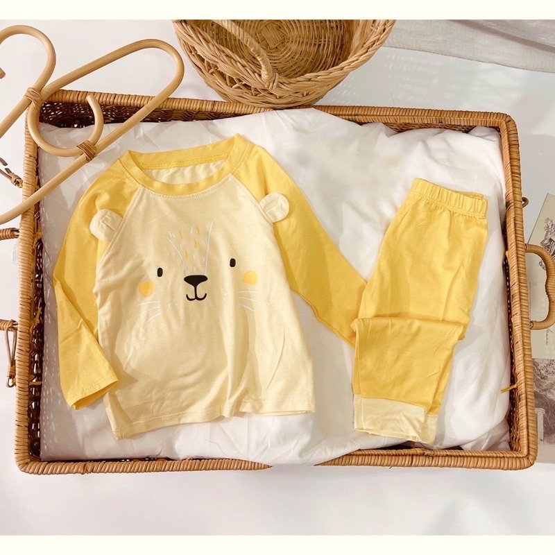 Bộ quần áo dài tay tai thú đáng yêu - Bộ Dài Tay Bé Trai Bé Gái K038