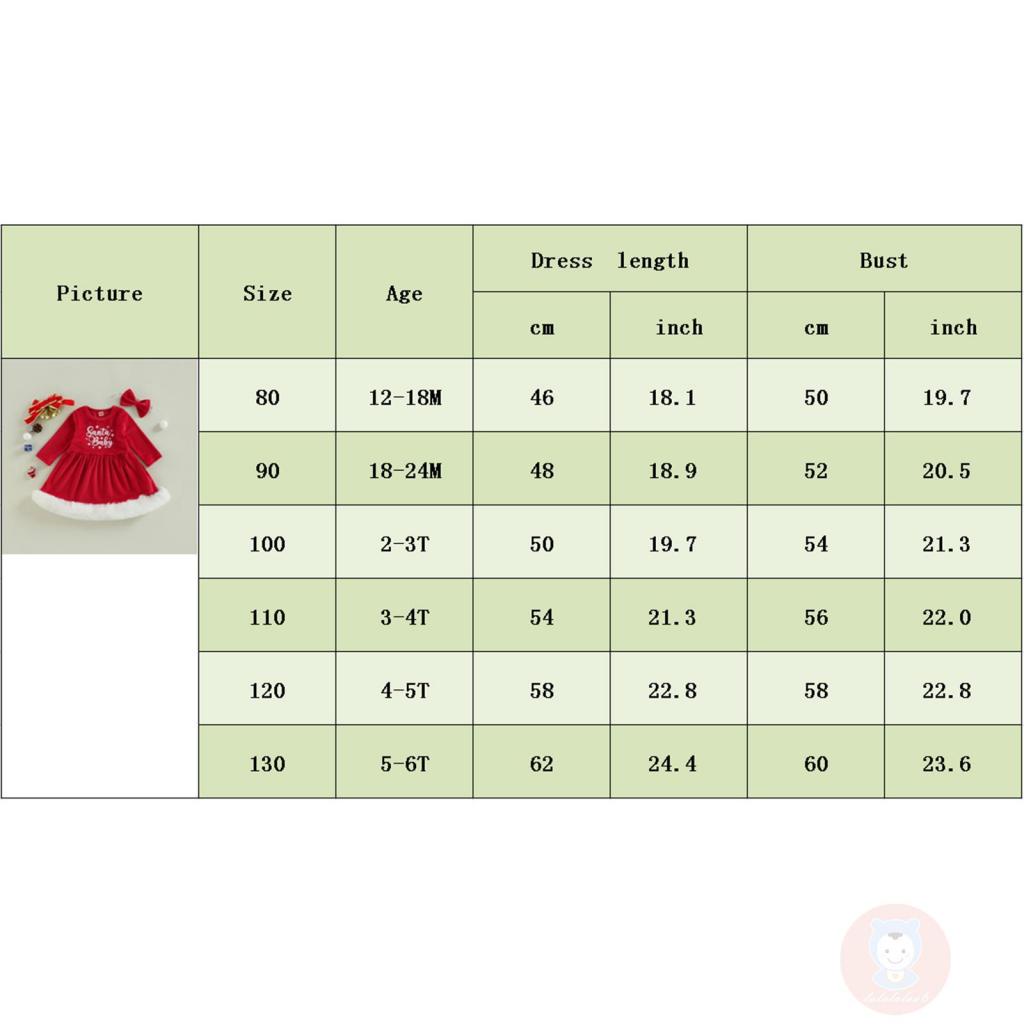 Bộ Đầm Giáng Sinh Tay Dài In Chữ Kèm Băng Đô Xinh Xắn Cho Bé Gái LAA6-G