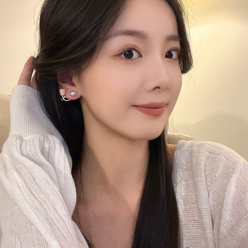 Bông Tai Mạ Bạc 925 Hình Hoa Tulip Phong Cách Hàn Quốc Cho Nữ