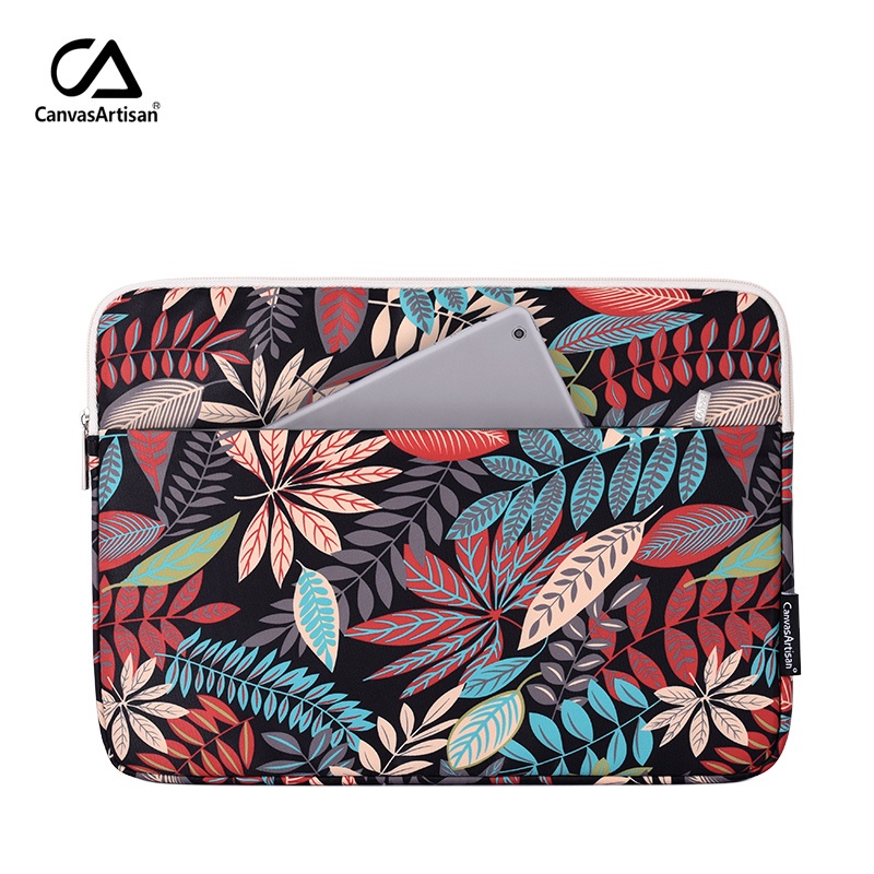 CanvasArtisan Túi đựng laptop chống nước họa tiết lá có ngăn trước tiện lợi cho Surface Air Pro Acer Dell 11/12/13/14/15 inch