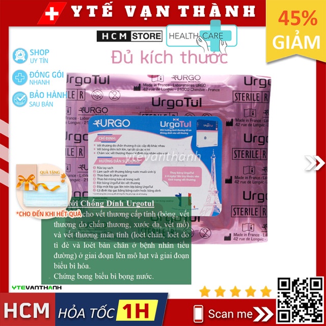 ✅ Gạc Lưới Chống Dính Urgotul | Urgo Tul, Dán Loét, Vết Mổ, Vết Thương lớn -VT0074 | Y Tế Vạn Thành