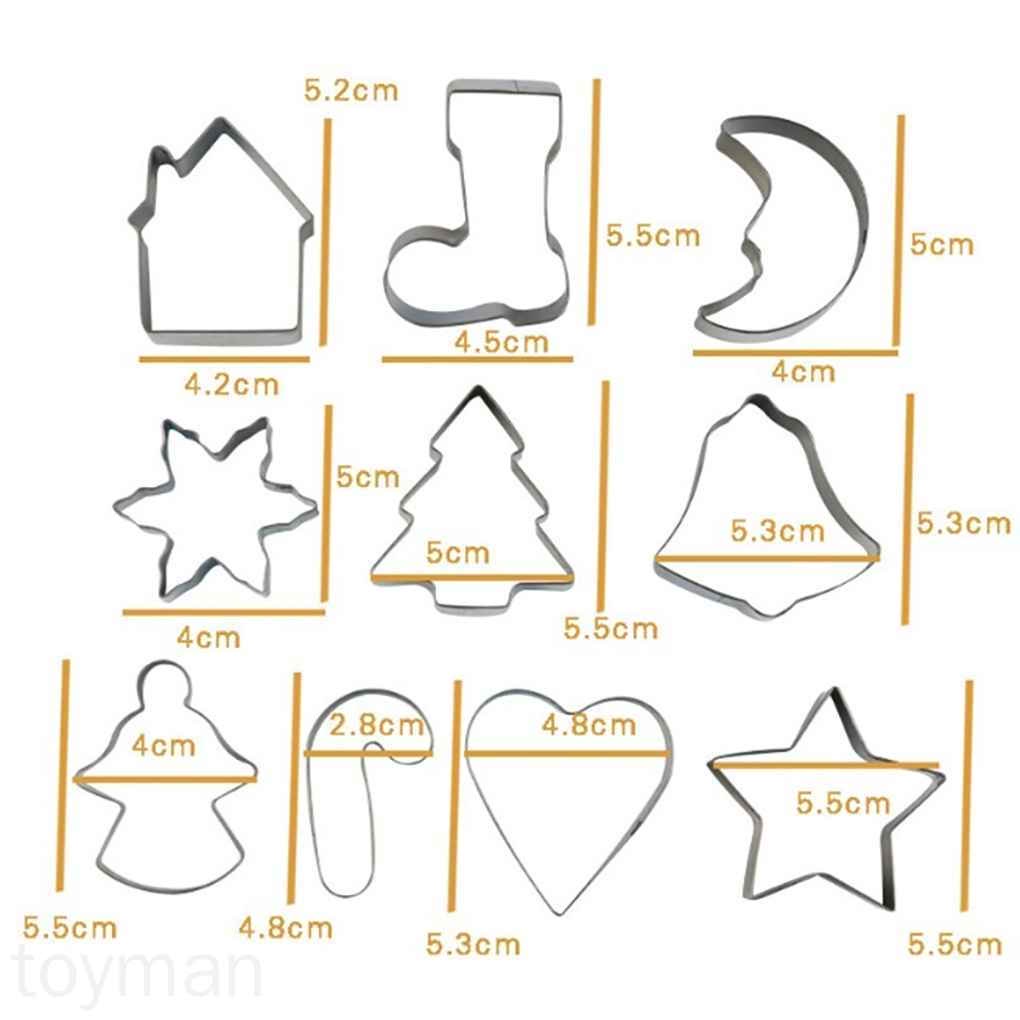 Bộ 10 khuôn cắt làm bánh quy bằng thép không gỉ tạo hình phong cách Giáng Sinh đáng yêu