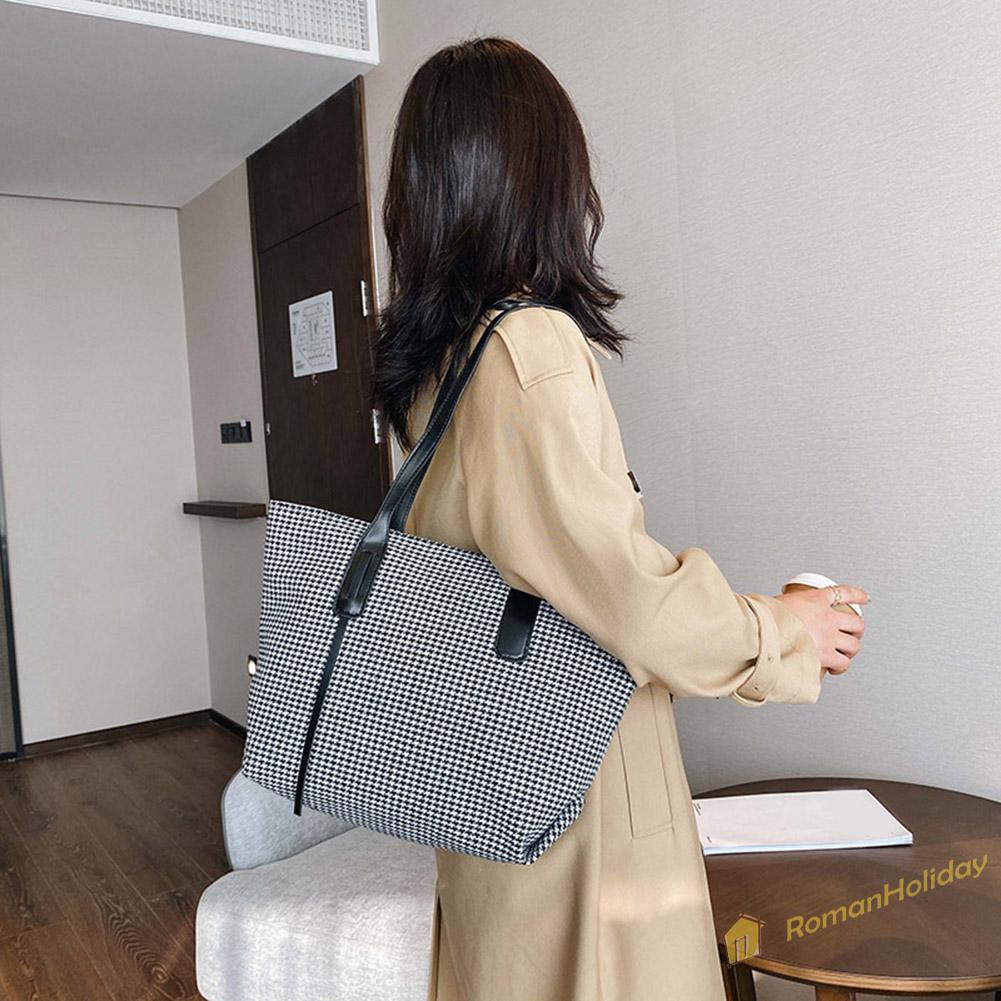 【On Sale】Retro Plaid Zebra Top-handle Bag Women Casual Canvas Shoulder Totes Clutch