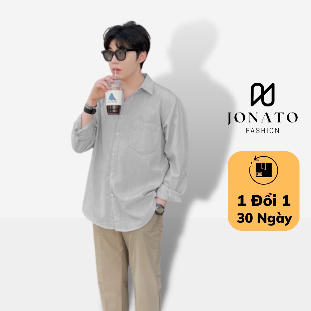 Áo sơ mi nam đũi dài tay JONATO chất liệu đũi xước cao cấp, somi đũi form rộng năng động trẻ trung