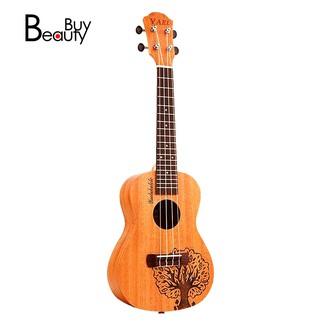 Đàn ukulele 4 dây 23inch mặt gỗ hồng cao cấp in hình cây nghệ thuật độc đáo