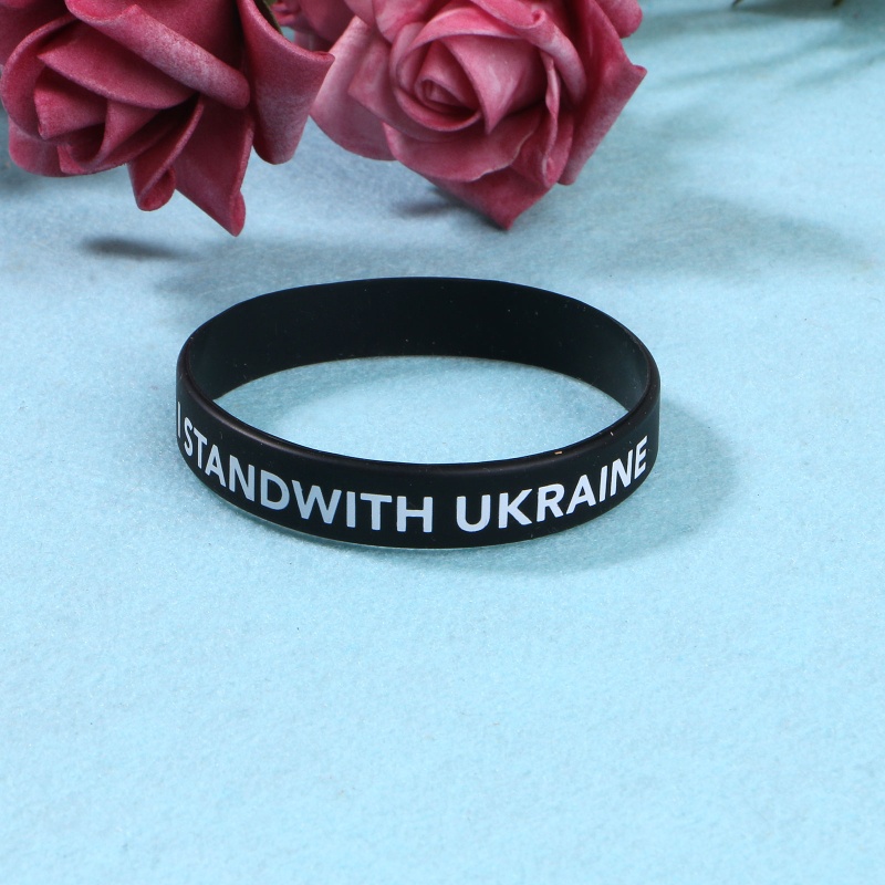 Vòng Tay Silicone Co Giãn Màu Vàng Hình Lá Cờ Ukraine