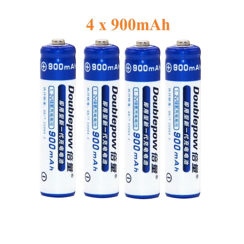 Bộ Pin đũa sạc dung lượng cao Doublepow AAA 900mAh