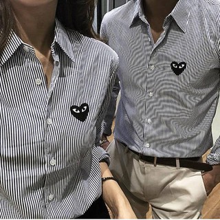Áo sơ mi sọc đen tim đen- UNISEX cao cấp
