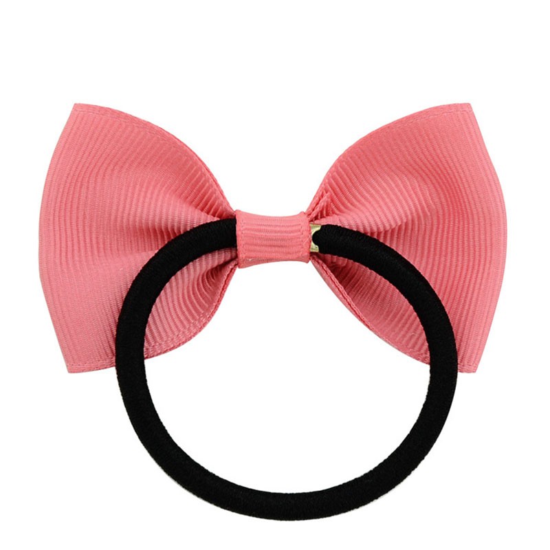 Dây thun buộc tóc phối nơ bướm bằng vải màu trơn dành cho bé gái