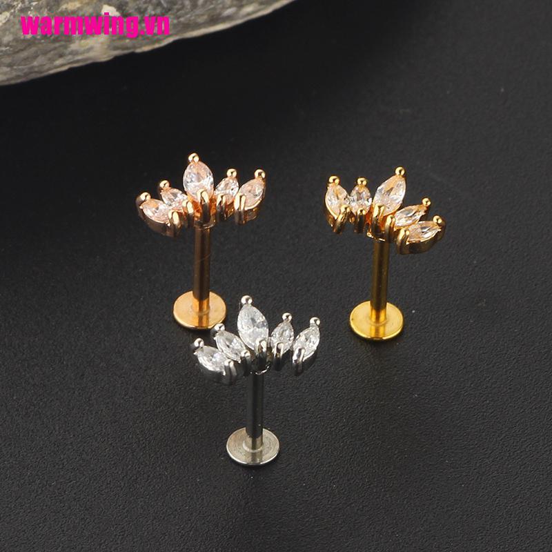Khuyên Xỏ Sụn Tai Bằng Thép Không Gỉ Đính Pha Lê