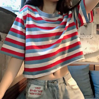Áo Phông Nữ Croptop Dáng Rộng Cộc Tay Kiểu Ulzzang Hàn Quốc