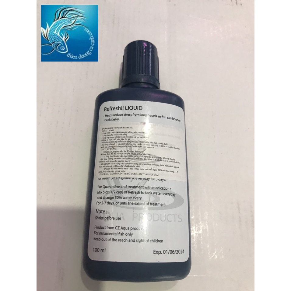 Dung dịch vitamin cho cá Refresh Liquid giảm stress cho cá, hạn chế bệnh ở cá chai 100ml