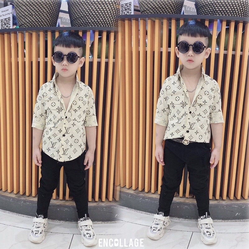 Áo sơmi dài tay size đại bé trai