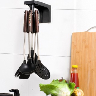 Giá treo đồ nhà tắm, nhà bếp 6 móc xoay dán tường chắc chắn tiện lợi