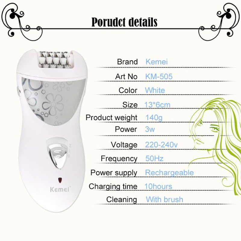 Máy cạo râu Kemei 3 trong 1 có thể sạc lại hỗ trợ loại bỏ vết chai sạn trên chân dành cho nữ