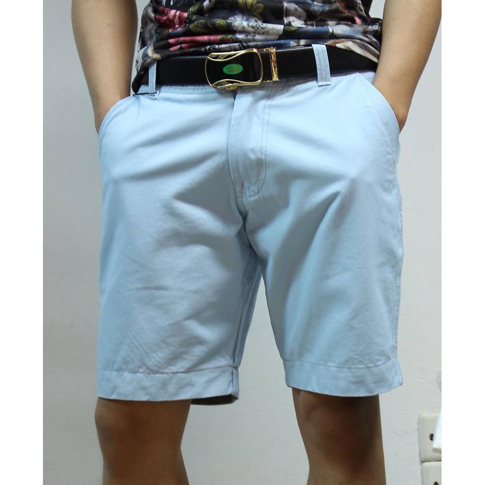 Quần Ngố kaki nam màu xanh lơ