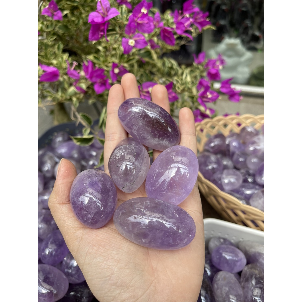Palm Amethyst - Thach Anh Tím dạng viên | Đá thanh tẩy, tarot, sưu tầm | CADA DECOR