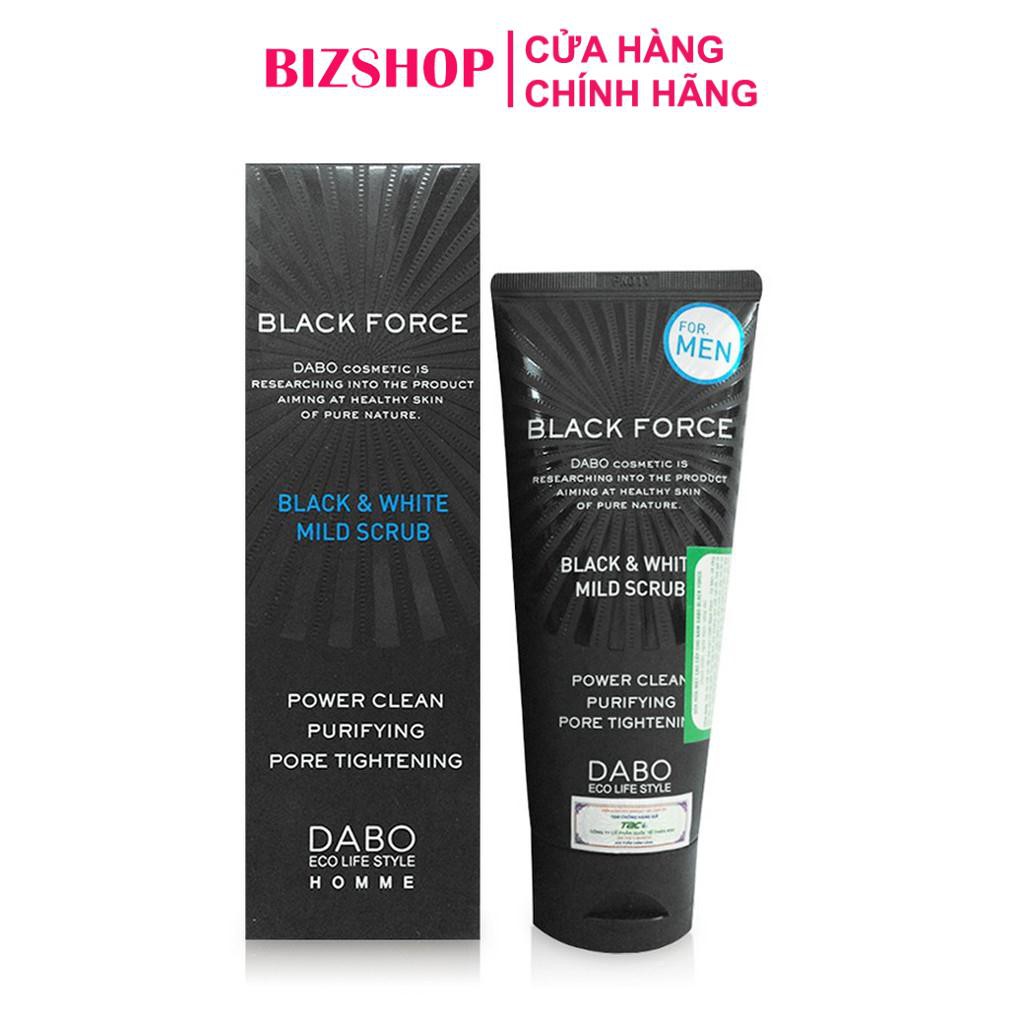 Sữa rửa mặt cao cấp dành cho nam Dabo Black Force Black & White Mild Scrub nhập khẩu chính hãng Hàn Quốc 120ml