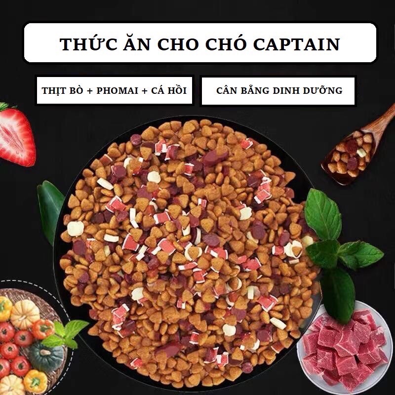 Hạt Captain trộn thịt bò ,phô mai, cá hồi dành cho cún biếng ăn .