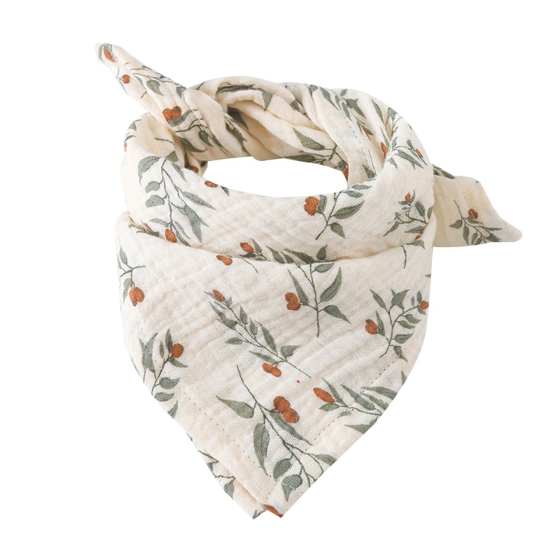 Yếm Ăn Mềm Mại Họa Tiết Hoa Phong Cách Muslin Dành Cho Em Bé